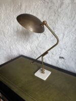Mid Century Brass & Marble Saucer Lamp - Image 6