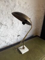 Mid Century Brass & Marble Saucer Lamp - Image 5