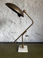 Mid Century Brass & Marble Saucer Lamp