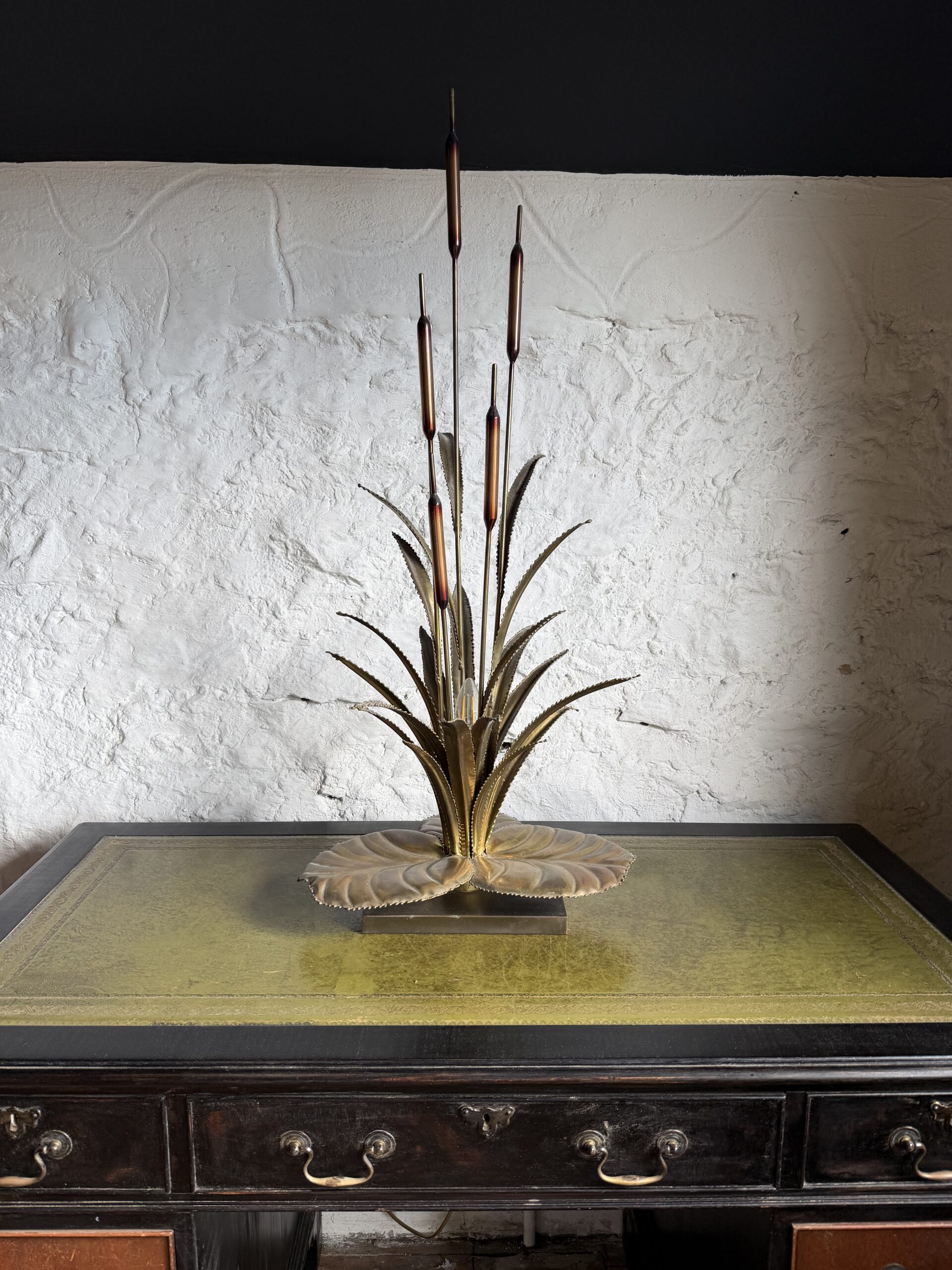 IMG_3655 Brass Reed Lamp by Maison Jansen - 1970's - Image 1