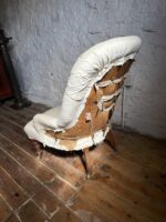 A 19th Century Buttoned Back Bedroom Chair with Turned Legs and Original Castors - Image 5