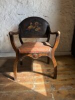 Early 20th Century Armchair with Hand Painted Leather Back - Image 7