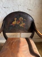 Early 20th Century Armchair with Hand Painted Leather Back - Image 6